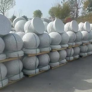 湘潭 白麻花岗岩石材圆球，石球，挡车球，隔离球，景观石球，风水球等