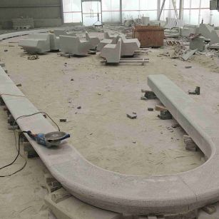 湘潭 芝麻白花岗岩弧形花坛石，坐凳石