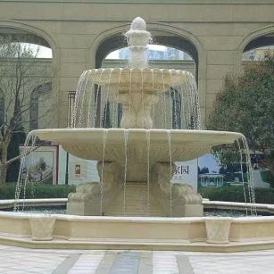 湘潭 黄金麻花岗岩异型加工——户外庭院石雕流水喷泉