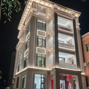 湘潭 芝麻白花岗岩别墅外墙夜间效果