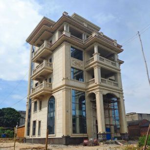 湘潭 黄金麻花岗岩石材别墅外墙干挂搭配（雕花栏杆花瓶柱门楼罗马柱）