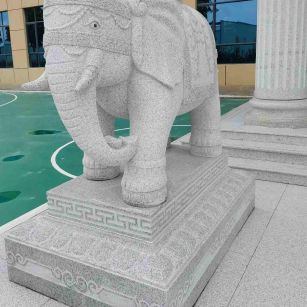 湘潭 白麻花岗岩动物异形石雕-大象