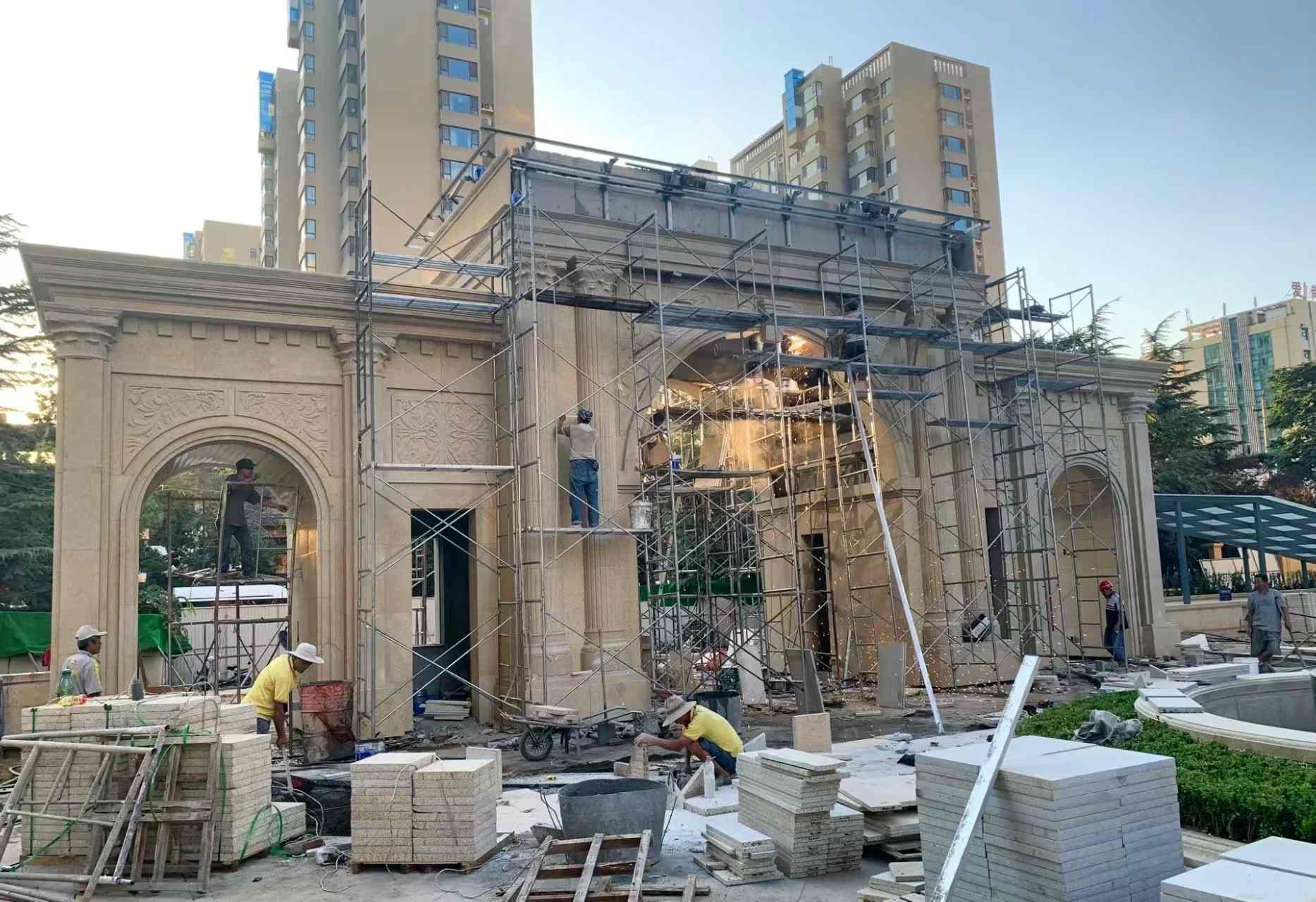 湘潭 黄金麻荔枝面花岗岩小区门楼外墙干挂