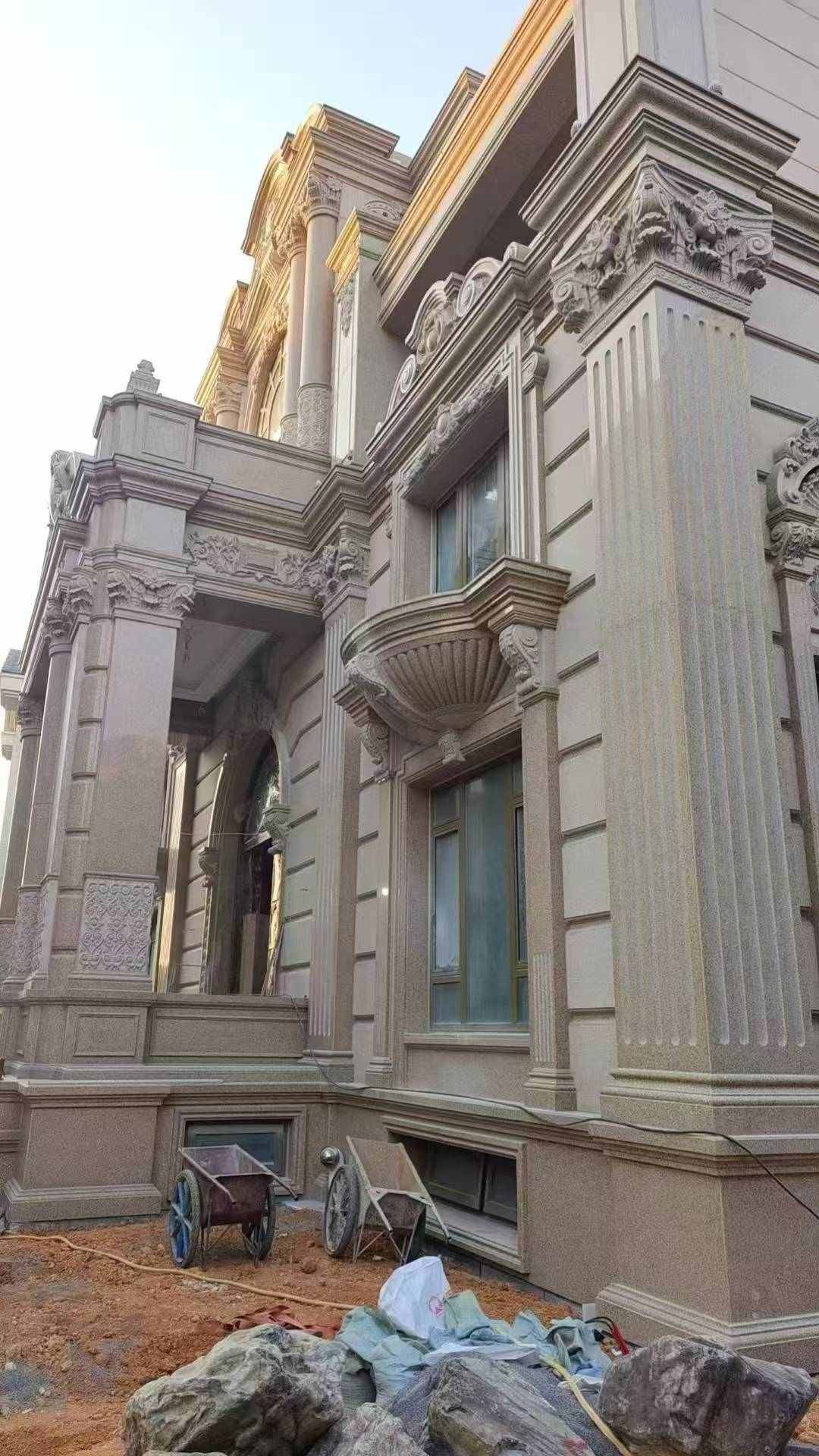 湘潭 黄金麻花岗岩光面别墅外墙干挂施工完成