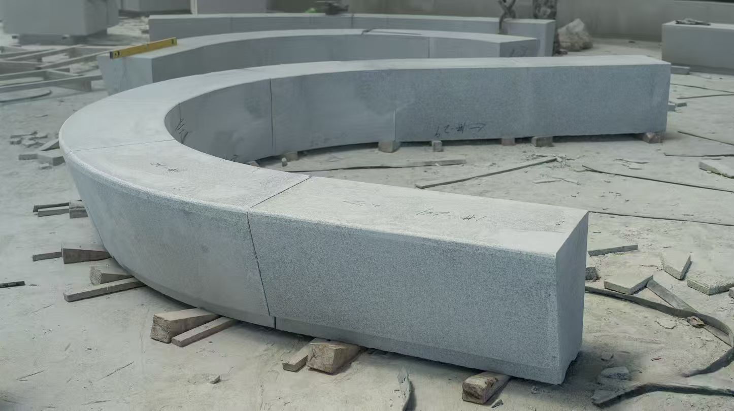 湘潭 芝麻白花岗岩光面弧形坐凳